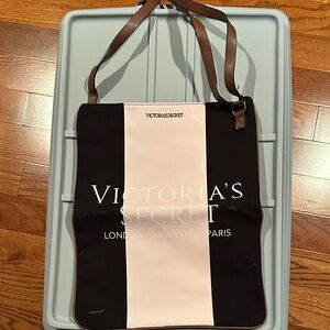 Victoria's Secret Black and Pale Pink Messenger Bag with Brown Straps